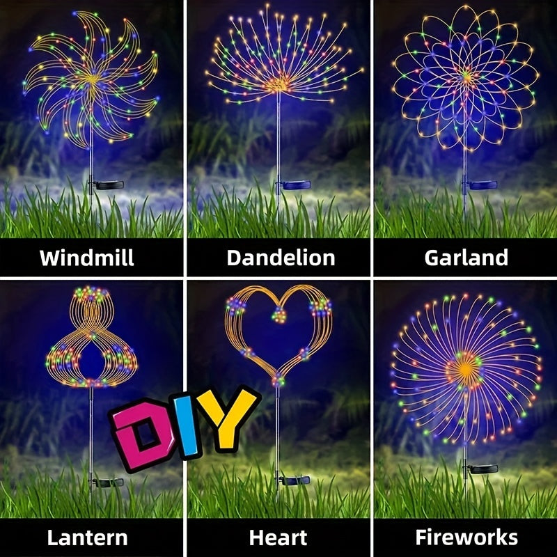 American Independence Day Celebration, Solar LED Fireworks Fairy Lights With 8 Working Modes, For Outdoor Garden Decoration, Yard Parties, Christmas, Weddings, Lawn Pathways