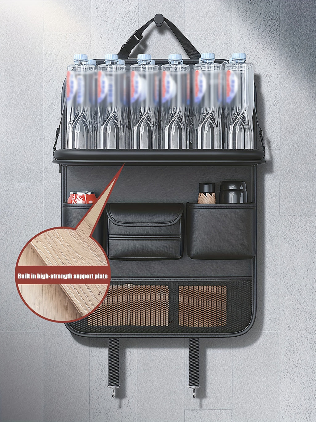 1pc/2pcs Heavy-Duty PU Leather Car Backseat Organizer with Foldable Table Tray