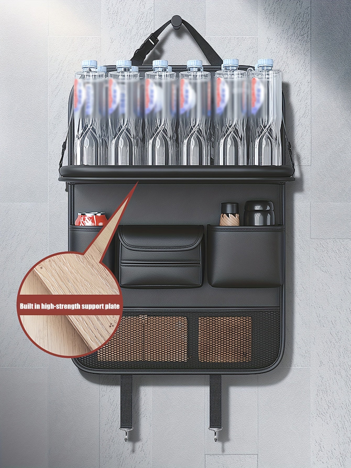 1pc/2pcs Heavy-Duty PU Leather Car Backseat Organizer with Foldable Table Tray