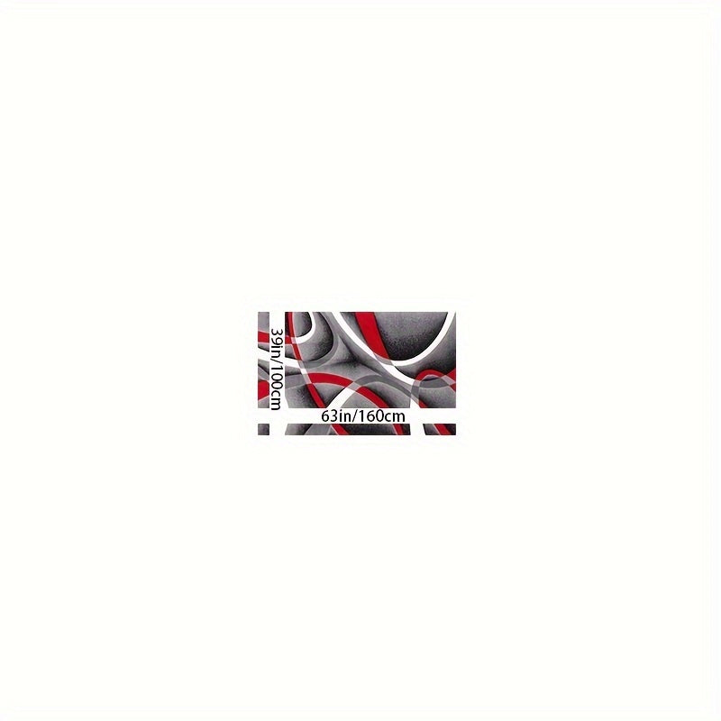 Luxurious Faux Cashmere Area Rug - Red & Gray Geometric Design, 1200Gsm, Non-Slip Cotton Backing, Perfect For Living Room, Bedroom, Kitchen, And More - Machine Washable, Stain Resistant, Low Pile Washable Area Rug Rugs For Be