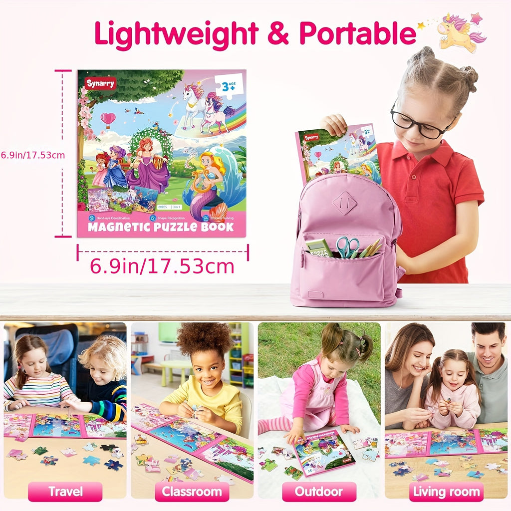 SYNARRY Unicorn Mermaid Princess magnetic puzzle,