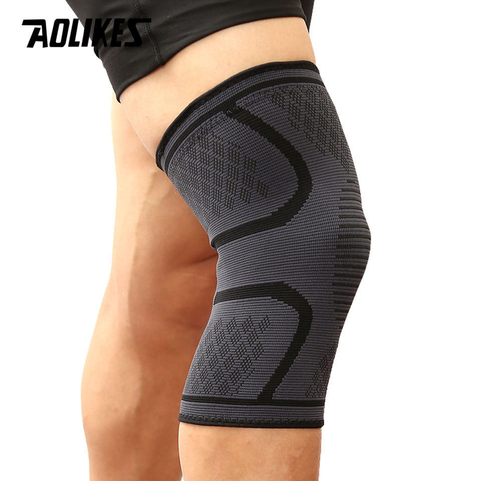 1pc AOLIKES Compression Knee Sleeve | Breathable, Non-Slip, Ideal for Running, Volleyball, Basketball, Yoga, Tennis, Football - Available in, Grey, Red