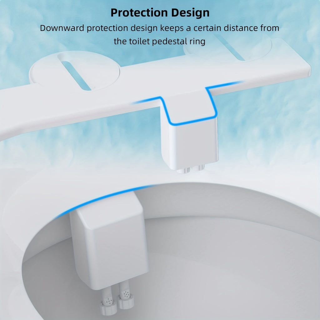 1pc Bidet Attachment For Toilet, Toilet Seat Bidet, Dual Self-Cleaning And Retractable Nozzle, Pressure Control, Non-Electric Attachment For Rear Washing And Sanitizing, Cold Water (Blue)