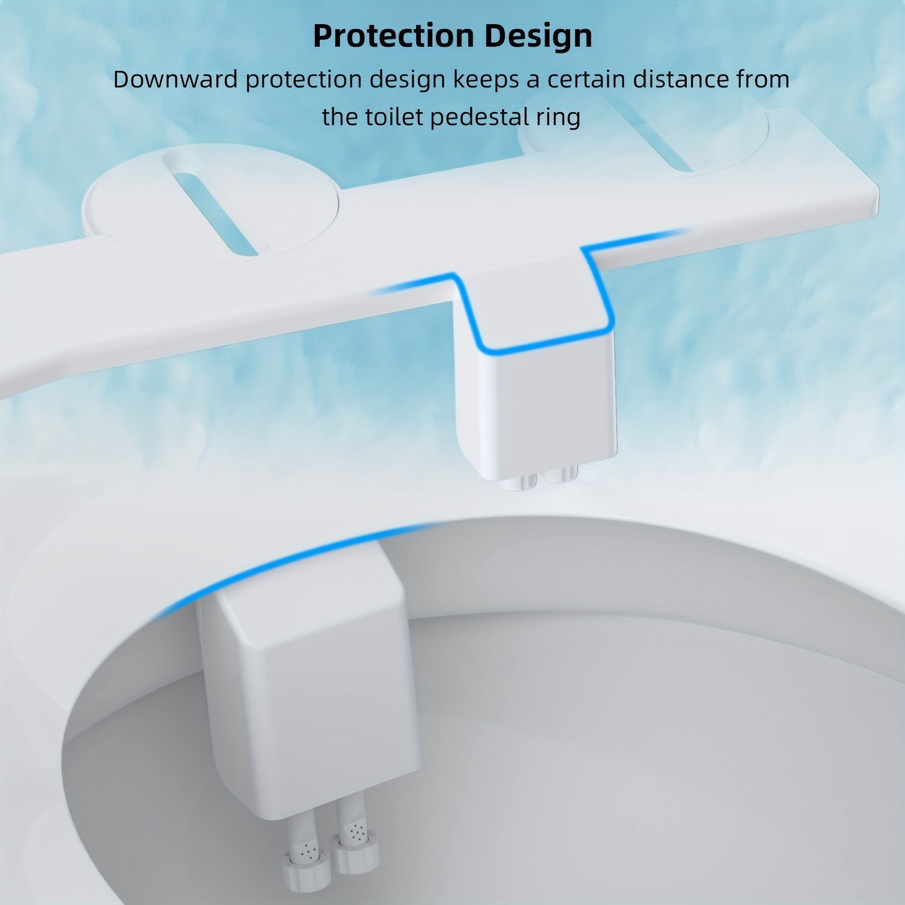 1pc Bidet Attachment For Toilet, Toilet Seat Bidet, Dual Self-Cleaning And Retractable Nozzle, Pressure Control, Non-Electric Attachment For Rear Washing And Sanitizing, Cold Water (Blue)