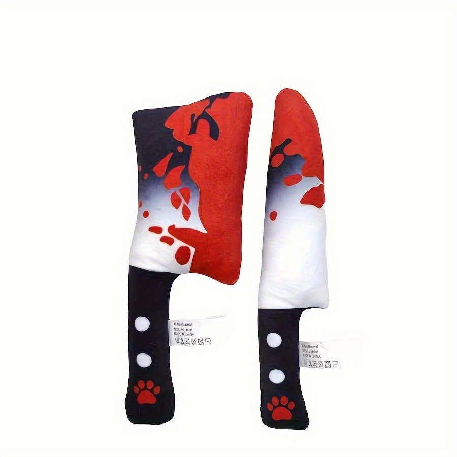 Festive Halloween Plush Dog Toy Set: Adorable Blood-Printed Knife Dog Toy, Soft and Silly, Perfect for Your Pooch - Pair of Plush Toys