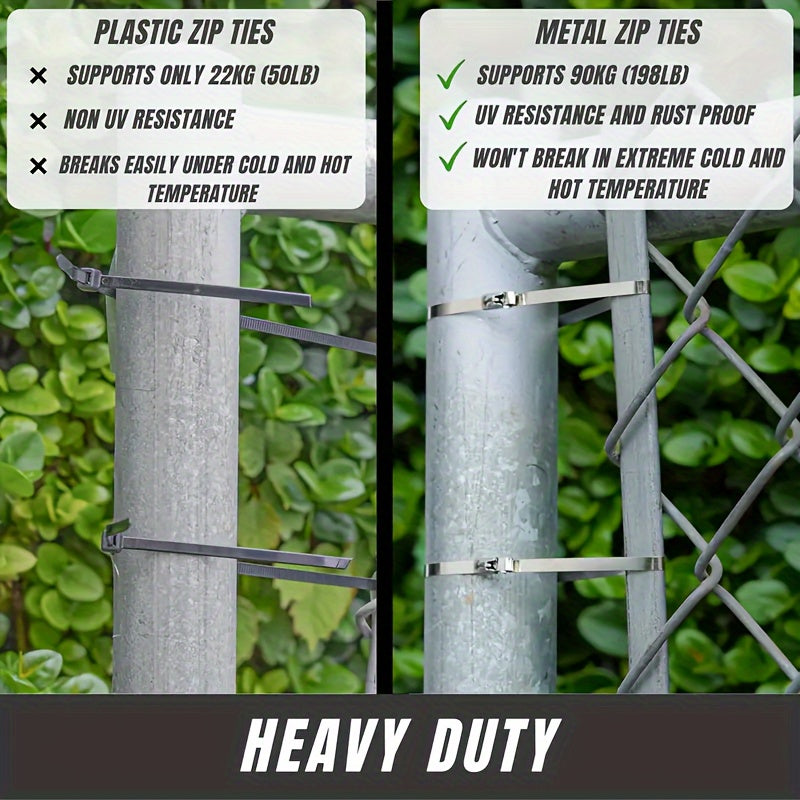 100-Pack 7.9 Inch Heavy Duty Stainless Steel Zip Ties -
