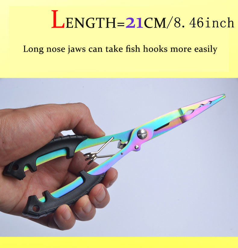 Saltwater Resistant Fishing Pliers with Split Ring Hook Removers, Lanyard & Sheath - Essential Fishing Gear Accessories for Easy Tackle Management