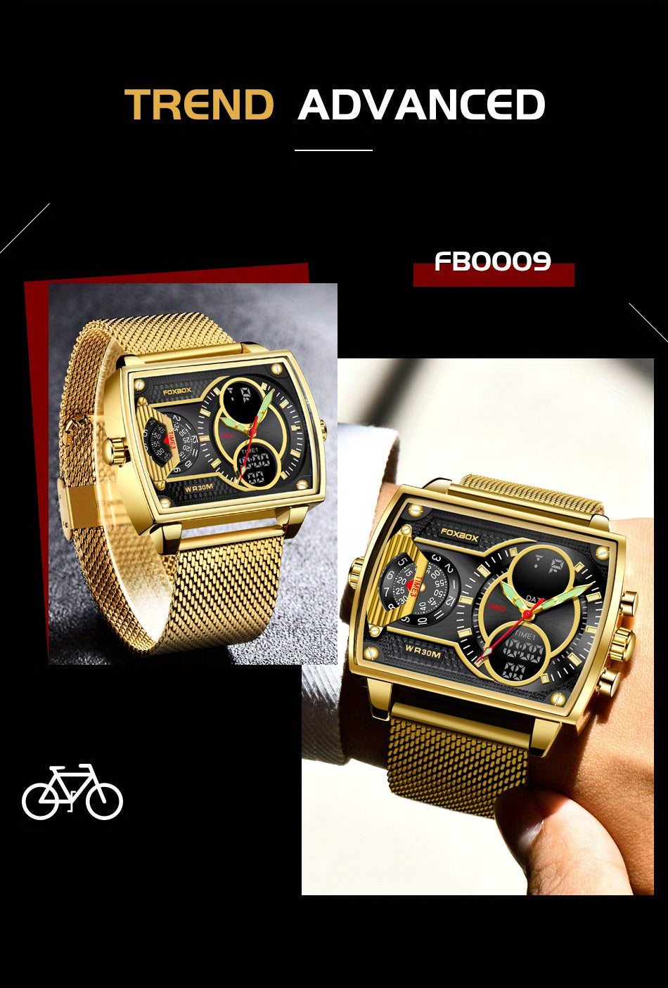LIGE Men Watch FOXBOX Fashion Square Watch Sports Double Display Watch, Ideal Choice For Gifts
