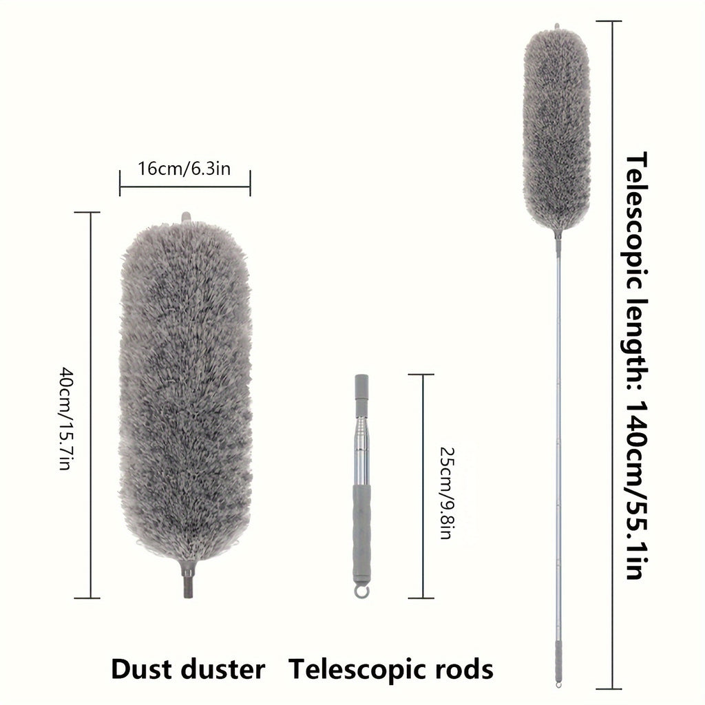 1pc Electrostatic Duster - Extendable Reach with Telescoping Pole, Effective Dust Removal with Retractable Brush, Flexible and Bendable Dusting Head - Perfect for High Ceilings, Furniture, Car, and More, Reusable, Washable, a