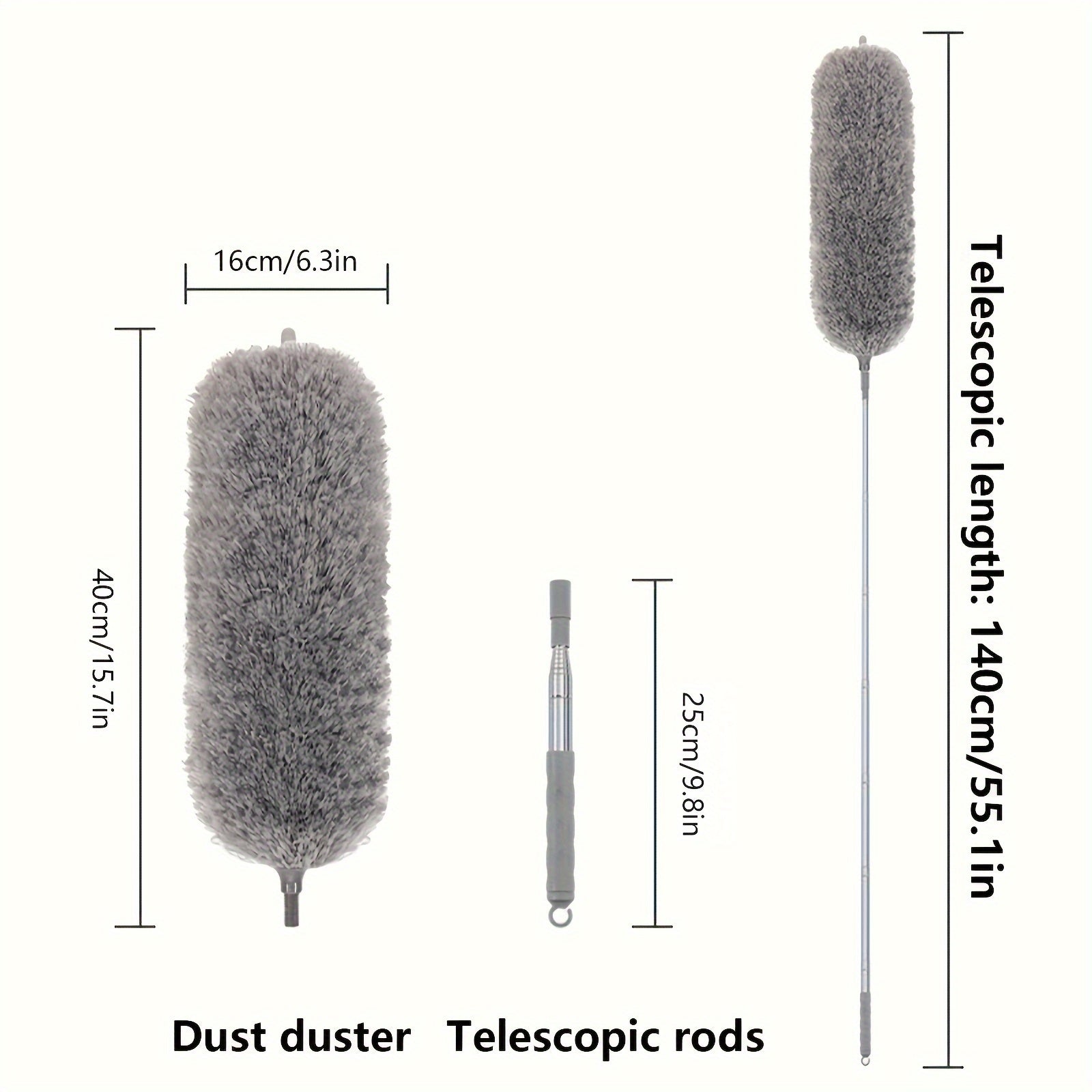 1pc Electrostatic Duster - Extendable Reach with Telescoping Pole, Effective Dust Removal with Retractable Brush, Flexible and Bendable Dusting Head - Perfect for High Ceilings, Furniture, Car, and More, Reusable, Washable, a