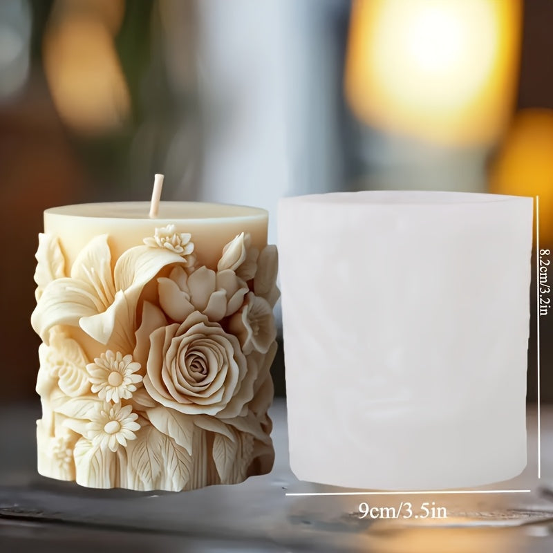 Silicone Candle Molds with Rose And Lily Designs - Perfect for DIY Scented Candles, Handmade Soaps, And Home Decor Crafts | Artistic Intricate Patterns