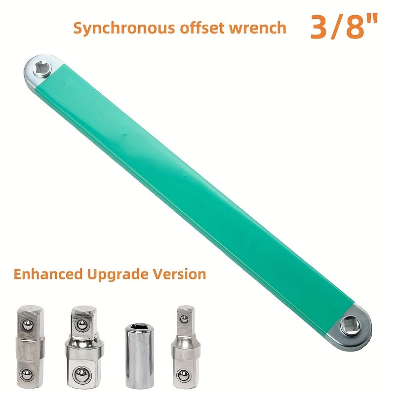 Heavy-Duty 15-Inch -Ready Offset Extension Wrench Set with 4 Adapters (1/4"/3/8"/1/2"/3/8" Drive)