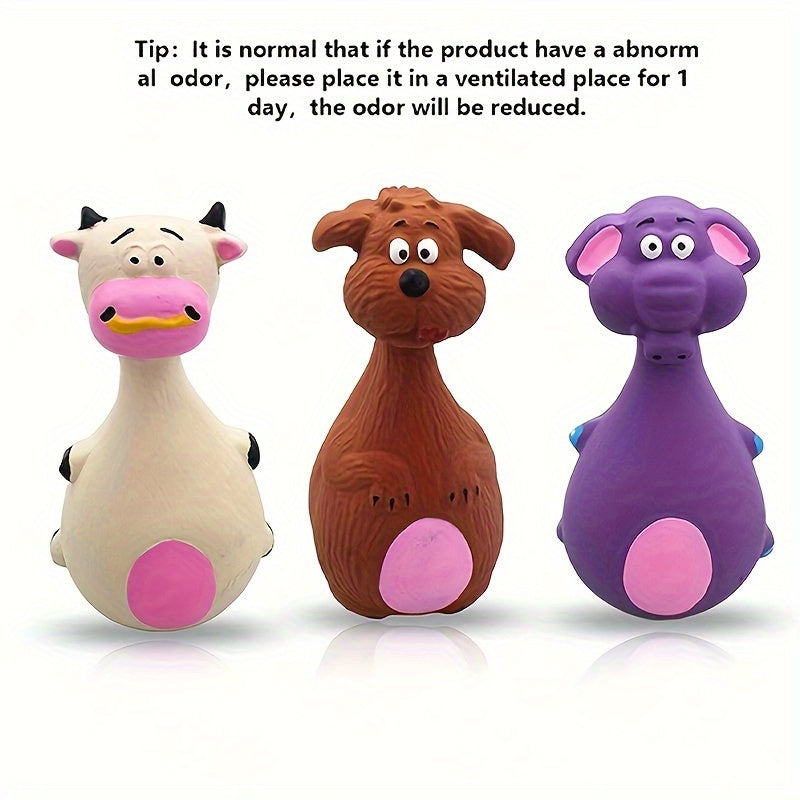 Chewy Dog Toy Set: 4 Playful Rubber Toys with Cartoon Designs for Your Pooch