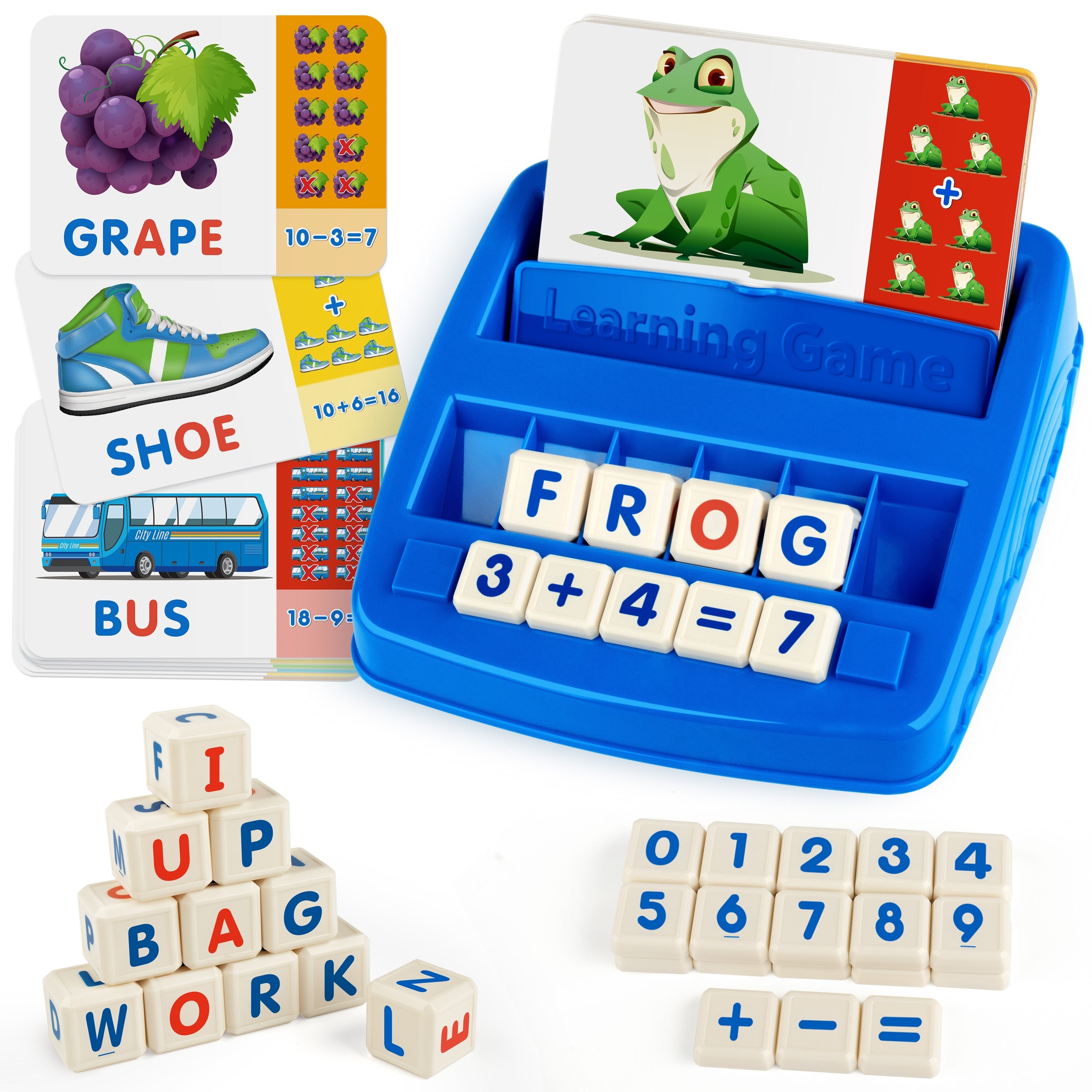 Coogam Matching Letter Game, Alphabet Spelling Reading Flash Cards, Math Number Words Puzzle Early Learning Educational Gift Toys For 3 4 5 Year Old Kids
