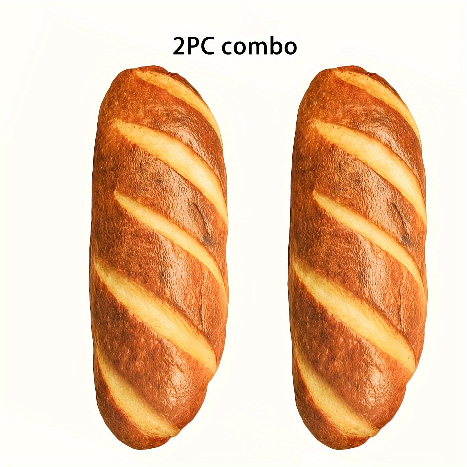 2PC Combo 60cm/23.62in 3D Simulation Bread Shape Pillow Soft Lumbar Baguette Back Cushion Funny Food Plush Stuffed Toy Toast Bread Kids Body Pillow Lumbar Baguette Back Cushion Toys