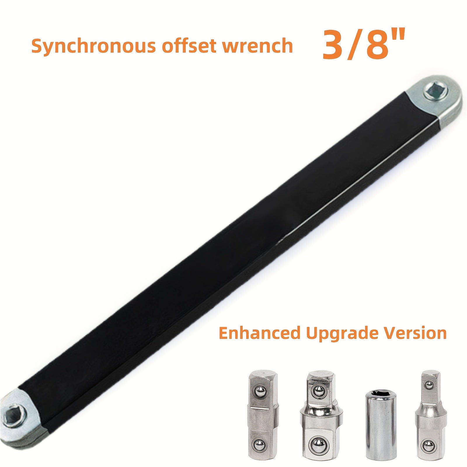 Heavy-Duty 15-Inch -Ready Offset Extension Wrench Set with 4 Adapters (1/4"/3/8"/1/2"/3/8" Drive)