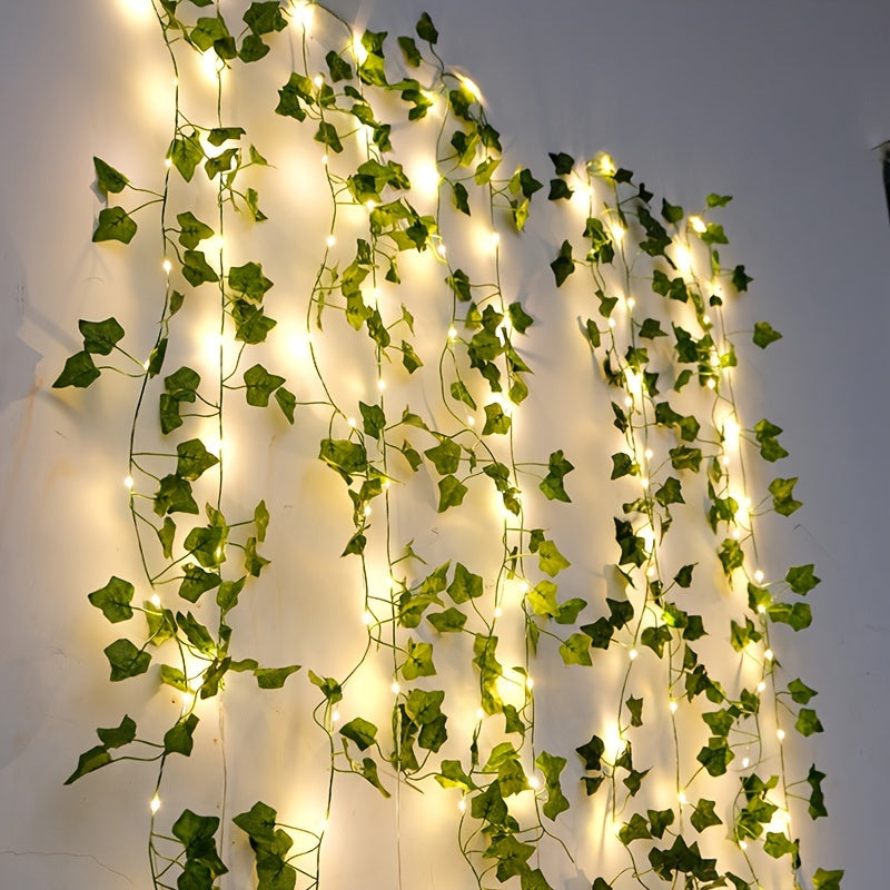 1pc Kinpho Enchanting Green Leaf & Maple LED String Lights - Battery-Powered, Warm Glow Copper Wire with Realistic Greenery for Outdoor Dining, Garden, Balcony, Weddings, and Christmas Decor Halloween decorations, Chrismas de