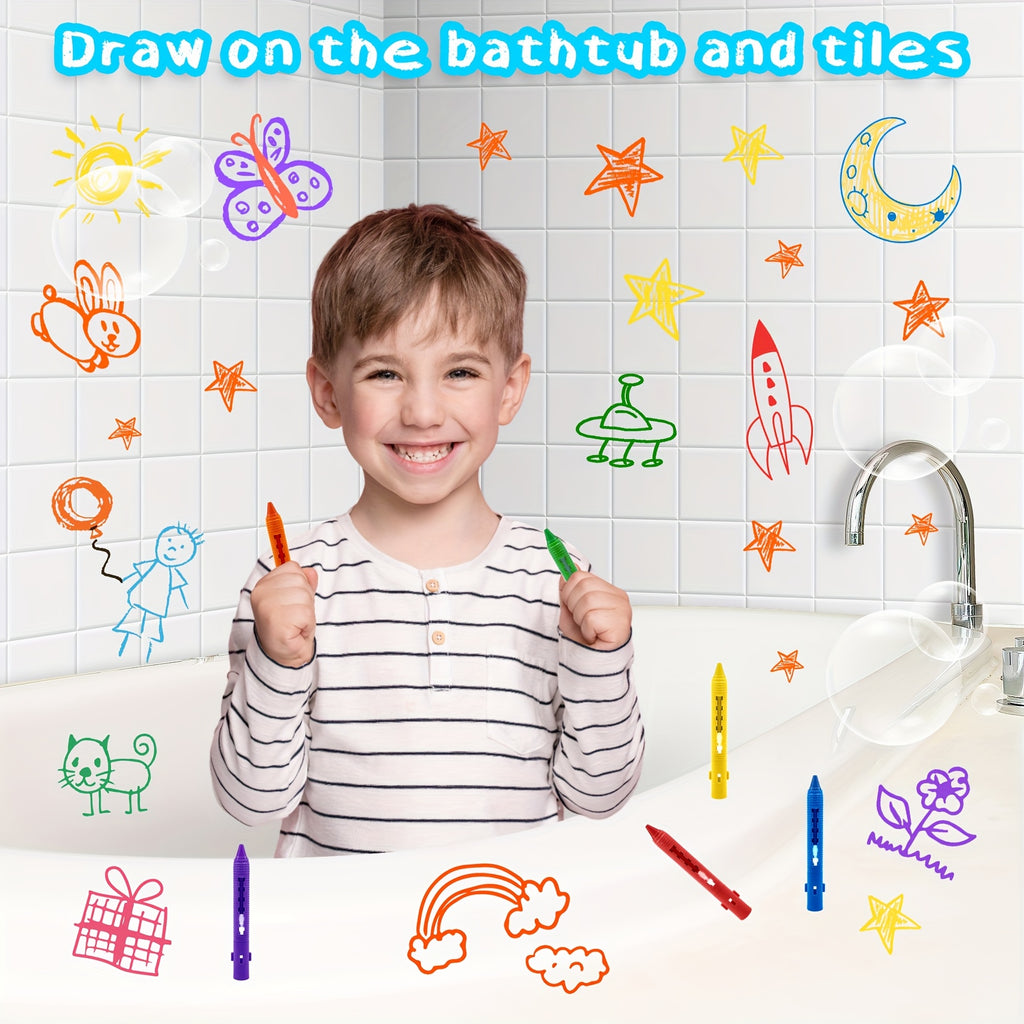 12pcs Washable Bath Crayons Set - Vibrant, Non-Toxic Bathtub Markers for Youngsters, Easy Clean-Up Space-Themed Toys, Perfect for Youngsters and Young Youngsters, Bathtub Toys