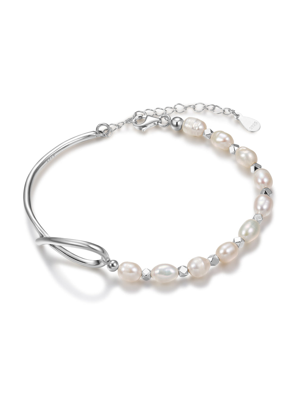 925 Sterling Silver Bracelet For Women Natural Pearl Bangle Elegant Decor Bracelet For Wedding