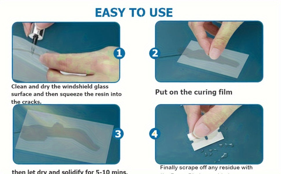 Windshield Repair Kit, Cracks Gone Glass Kit Automotive Windscreen Tool for Fixing Chips, and Star Shaped Crack, Nano Fluid Fille