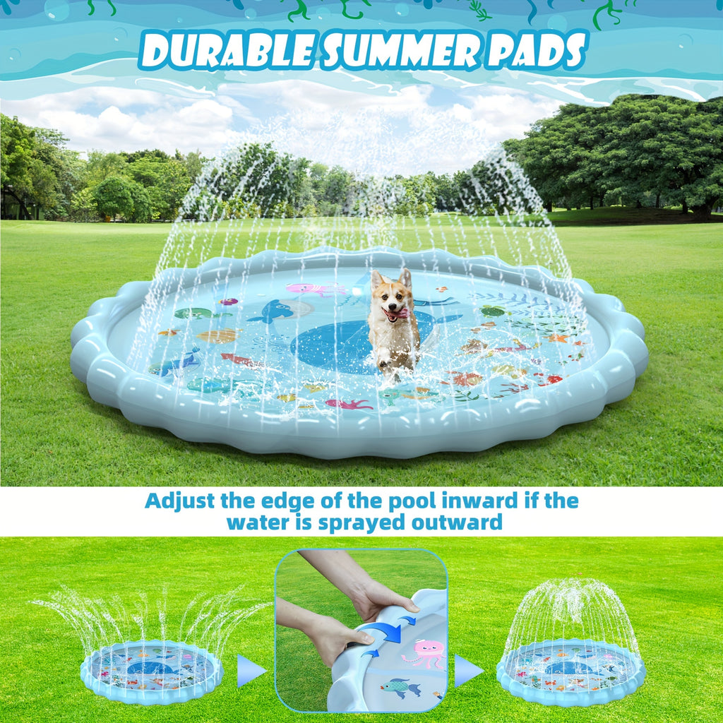 Extra Large Inflatable Splash Pad & Sprinkler Play Mat for Kids - Thickened Durable Plastic with Marine Life Design, Water Spray Fun for Ages 3-12 Years, Summer Outdoor Water Toys for Boys & Girls