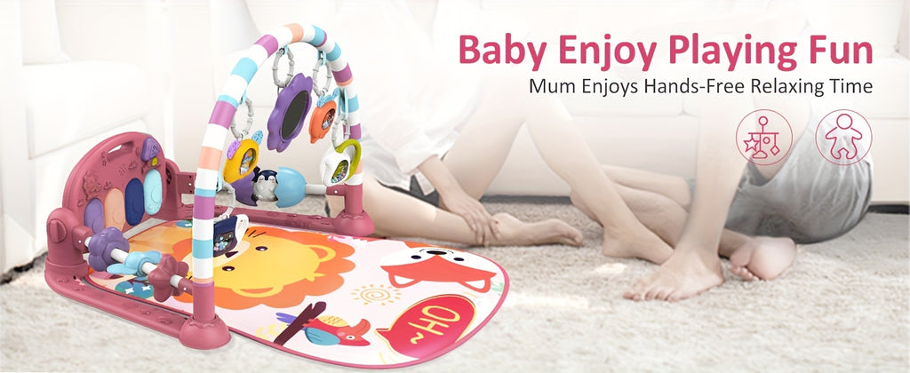 Youngsters Play Mat Youngsters Gym, Funny Play Piano Tummy Time Youngsters Activity Gym Mat with 5 Youngsters Learning Sensory Youngsters Toys, Music And Lights Boy & Girl Gifts for Youngsters Youngsters 0 to 3 6 9 12 Months