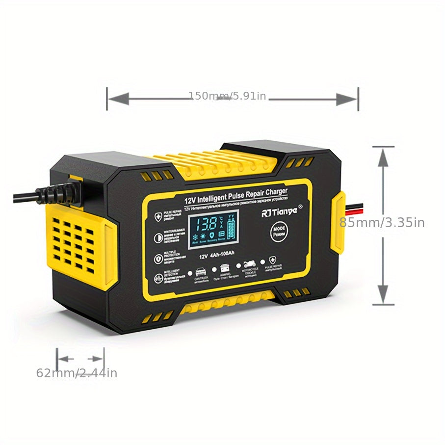 Car Battery Charger, 12V 2Ah-100Ah Smart Battery Trickle Charger Automotive Battery Maintainer Desulfator with Temperature Compensation