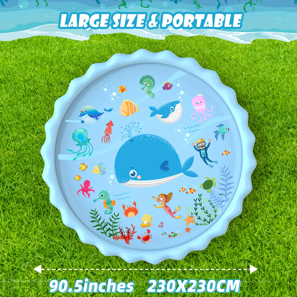 Extra Large Inflatable Splash Pad & Sprinkler Play Mat for Kids - Thickened Durable Plastic with Marine Life Design, Water Spray Fun for Ages 3-12 Years, Summer Outdoor Water Toys for Boys & Girls