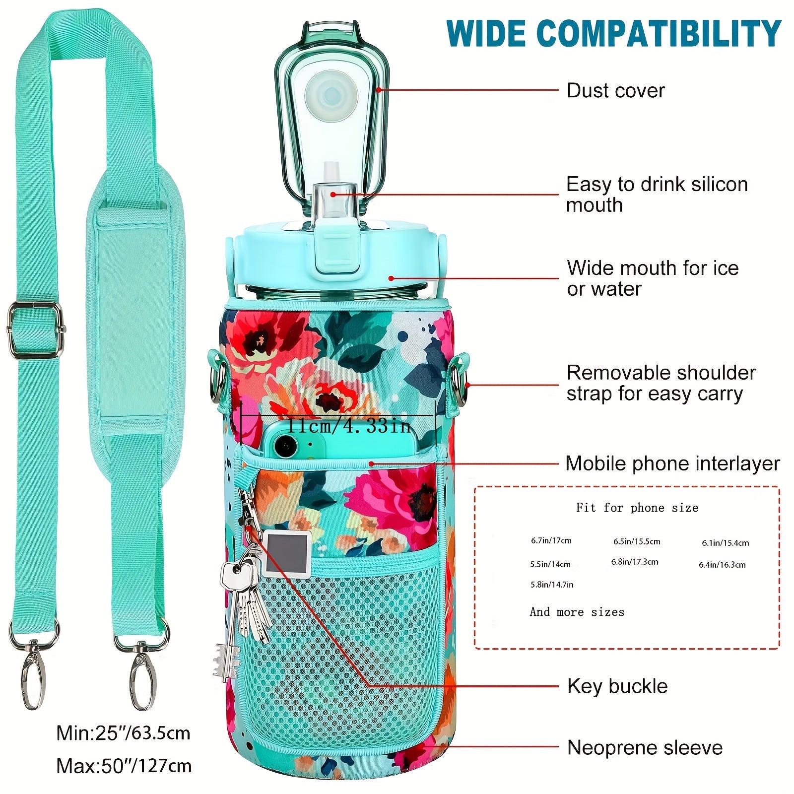 1pc Leakproof Insulated Water Bottle with Straw & Chug Lid - Durable with Storage Sleeve, Easy Carry Handle for All-Day Hydration - Perfect for Sports, Gym & Outdoor Activities