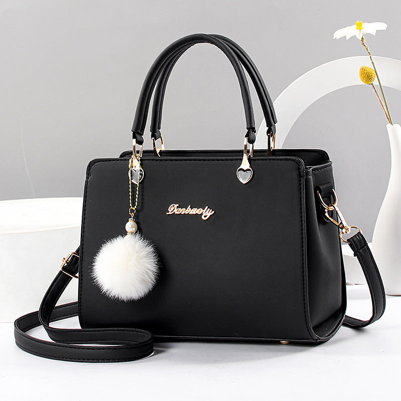 Elegant Lightweight Faux Leather Handbag - Women's Solid Color Shoulder Bag