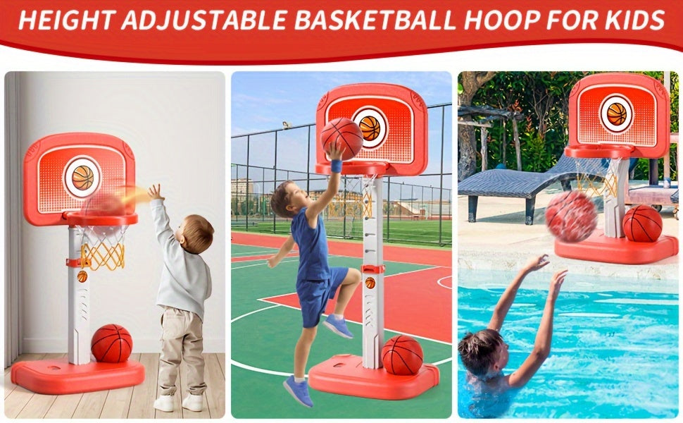 Swimming Pool Basketball Hoop Outdoor Toys with 4 Balls, Basketball Hoop Indoor Outdoor Toys Gifts for 3 4 5 6 7 8-12 Year Olds Boys Kids