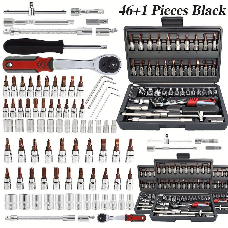 Premium 46pcs Professional Tool Kit, Car/bike Repair Tool Set with 1/4-inch Drive Depth