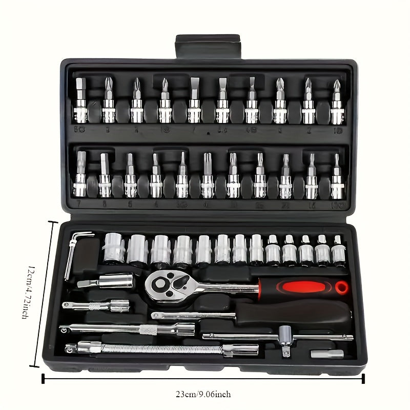 46/150pcs Upgraded Version Premium Quality Auto Repair Tool Set, Home Repair Tool Set, Home Equipment Maintenance, Suitable for Both Automotive And Industrial Repair Multi-Function Tool Combination Set, Suitable for Motorcycl