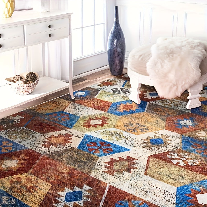 Area Rug Washable Bedroom Rug Soft Accent Rugs for Living Room Dining Room Non-Slip Non-Shedding Low-Pile Entryway Rug Floor Carpet