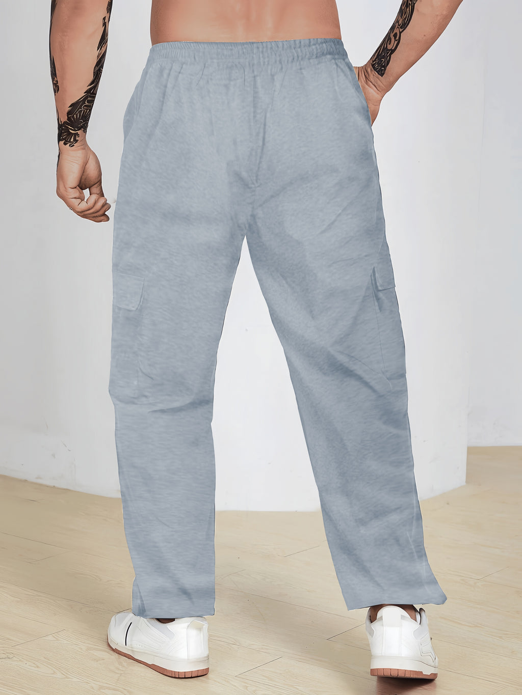 Plus Size Men's Thin Casual Style Graphic Print Cargo Pants, Trend Dragon Print Pants, Fashion Loose Slightly Stretch Comfortable For Sports, Suit For Big & Tall Guys