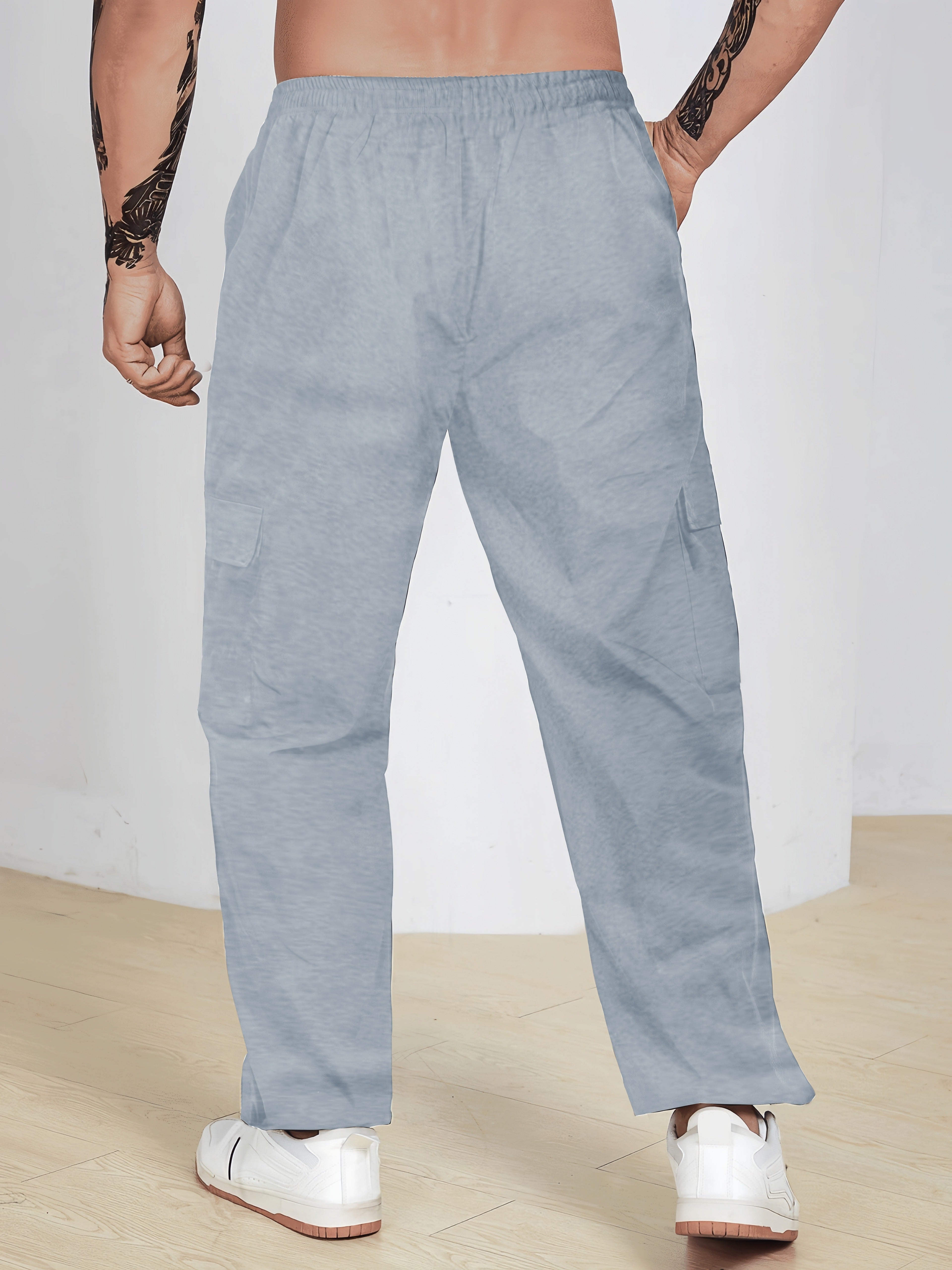 Plus Size Men's Thin Casual Style Graphic Print Cargo Pants, Trend Dragon Print Pants, Fashion Loose Slightly Stretch Comfortable For Sports, Suit For Big & Tall Guys