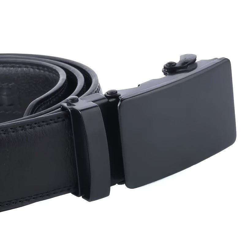 1pc Men's Black Automatic Buckle Slider Belt Business Casual PU Leather Belt, Ideal choice for Gifts