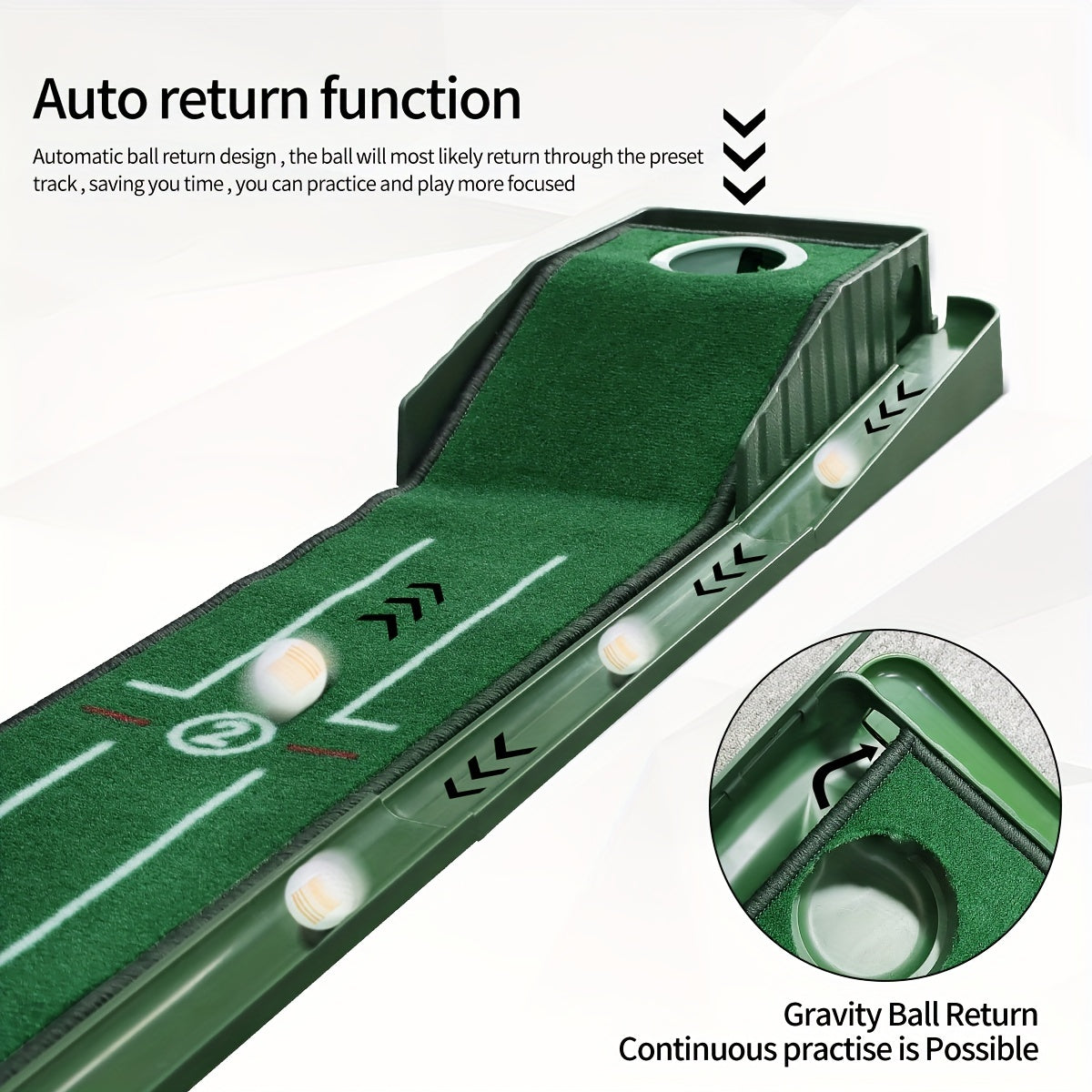 [Golf Putting Mat] HUAEN 8ft Golf Putting Mat with Alignment Guides -