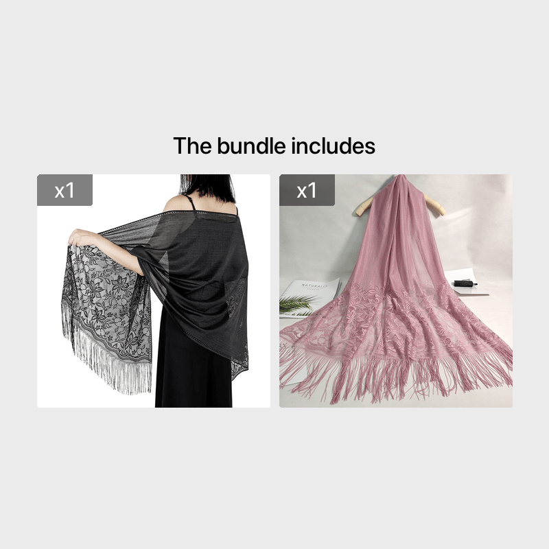 Solid Shawls Wraps For Evening Dresses Lightweight Scarfs For Women With Fringe Floral Lace Scarf For Wedding Party