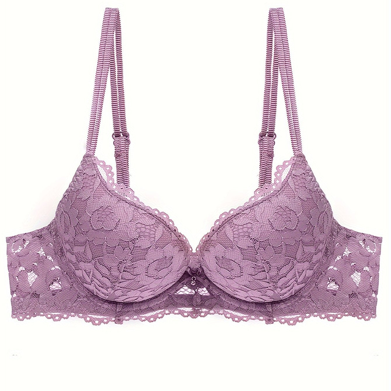 Lace Full Cup Bra | Medium Support, Underwire, Non-Removable Padding, Solid Color