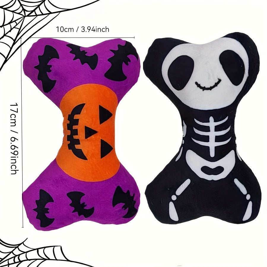 Halloween-Themed Squeaky Dog Bone Toy -
