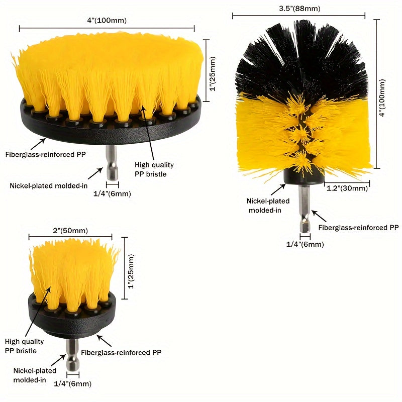 3/7pcs/set, Drill Brush Attachment Set, Power Scrubber Wash Cleaning Brushes Tool Kit, All Purpose Drill Brush With Extension For Grout Floor, Tub Shower Tile, Bathroom, Kitchen Surface And Car