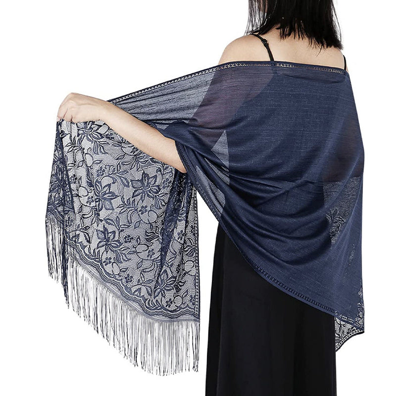 Solid Shawls Wraps For Evening Dresses Lightweight Scarfs For Women With Fringe Floral Lace Scarf For Wedding Party