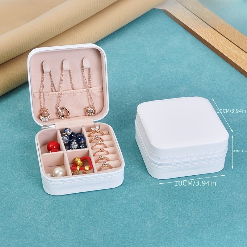 ZFOCEAN Portable Jewelry Organizer Box with Zipper Closure - Compact Travel Case
