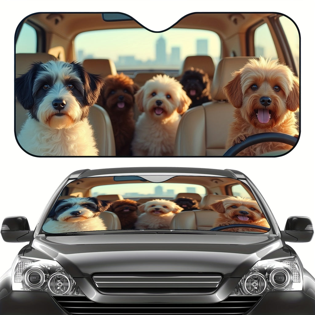 Sun Protection, 1pc Dog Theme Car Windshield Sunshade -