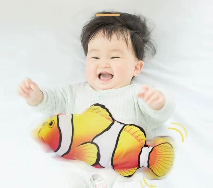 Electric Stuffed Fish Toys Funny Simulation Fish Can Bite & Move Baby Coax To Sleep Cat Pet Toy USB Rechargeable Toy for Infants