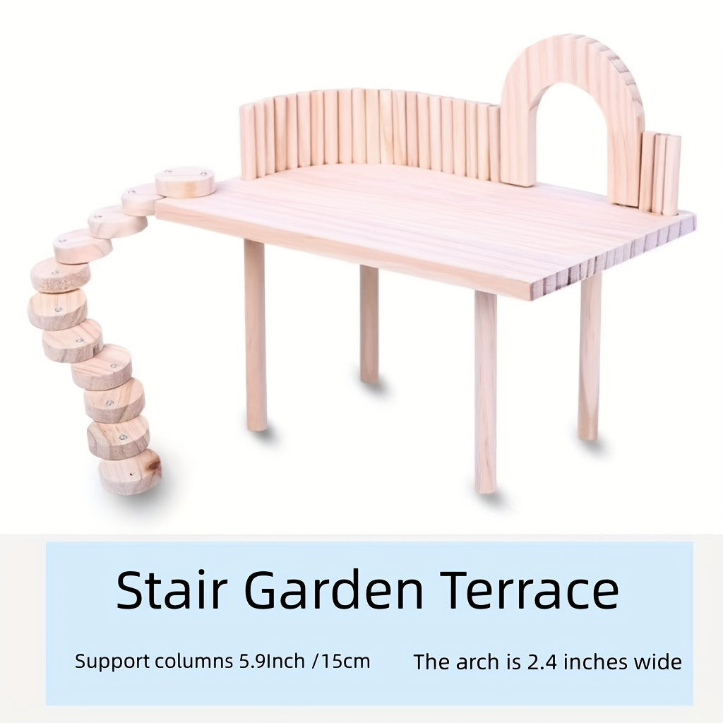 [With Ladders Wooden Hamster Platform] Premium Wooden Hamster Platform With Ladders And Chew Toys - Ideal Climbing Accessories For Hamsters, Mice, Gerbils