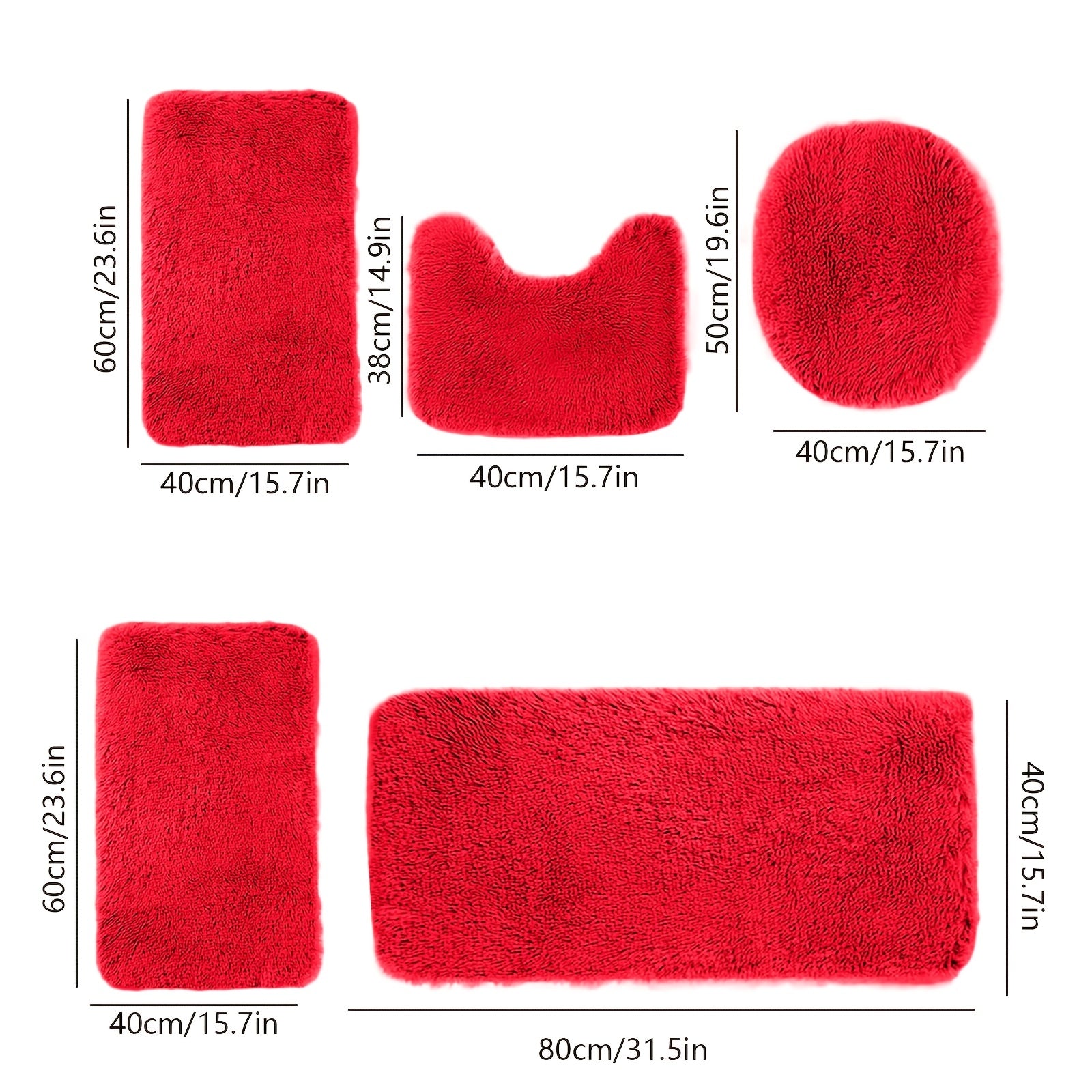 [Thick Bathroom Mats For Home] Thick Non-Slip Bathroom Rugs Sets 5pcs With Toilet Cover Bath Rug Set Bathroom Mats For Home Hotel Bathroom Bathroom Bath Mat Set Home Kitchen Bathroom Decoration