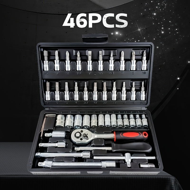 Car Repair Tools, Automotive Maintenance Repairing Tool Accessories Multi-Purpose Repair Tool Set – Ratchet Torque Wrench & Screwdrivers, Portable Auto & Bike &motorcycle Maintenance Kit