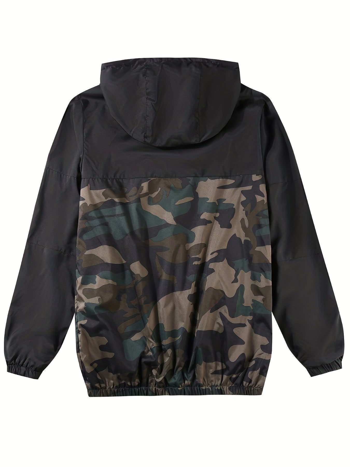 Camouflage Pattern Hooded Jackets By Activity, Men's Casual Loose Fit Breathable Zip Up Jackets For Spring Fall